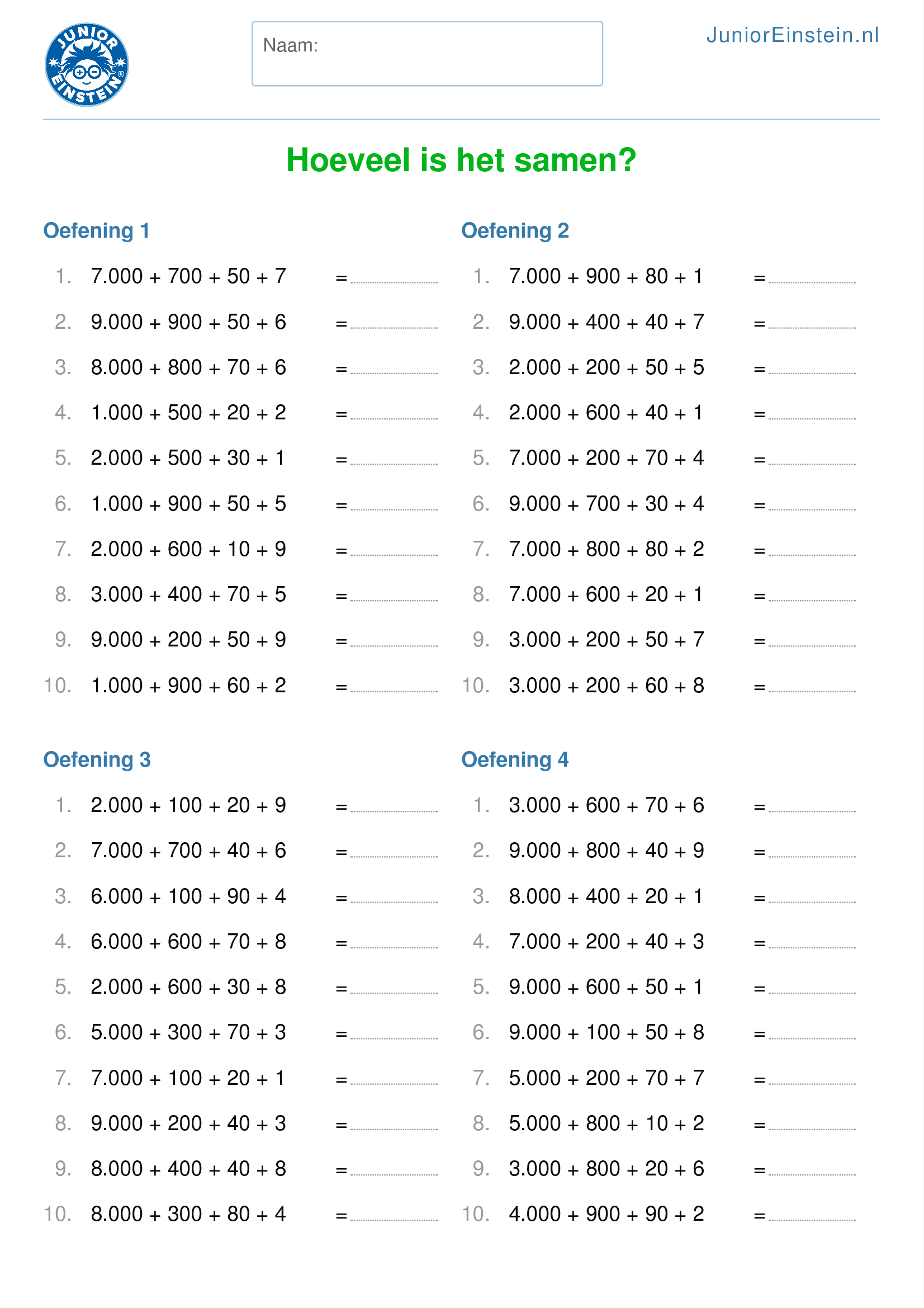 Oefenblad Hoeveel is het samen? [1]